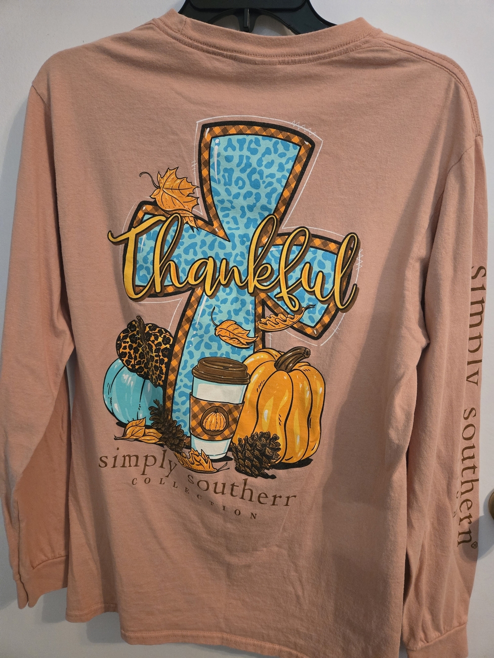 Simply Southern Men's Long Sleeve Shirt - Peach - Picture 3 of 4
